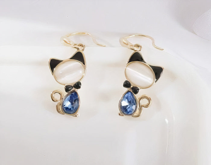 Vintage Black Kitty Earrings