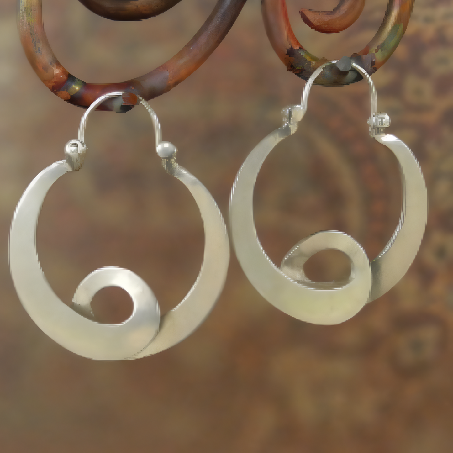 Silver Swirl Statement Earrings