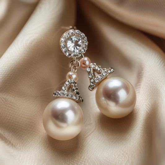 White Glass Pearl Earrings
