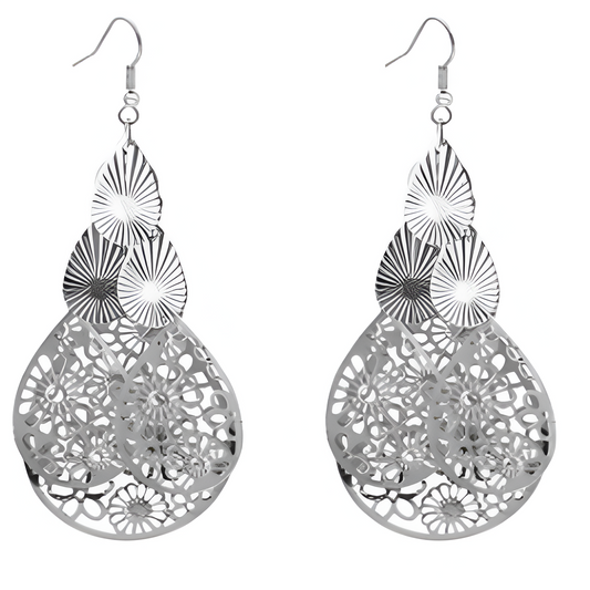 Silver Filigree Chandelier Earrings
