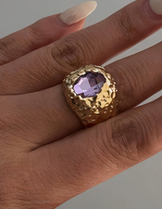 Vintage Triple Purple Crystal Ring