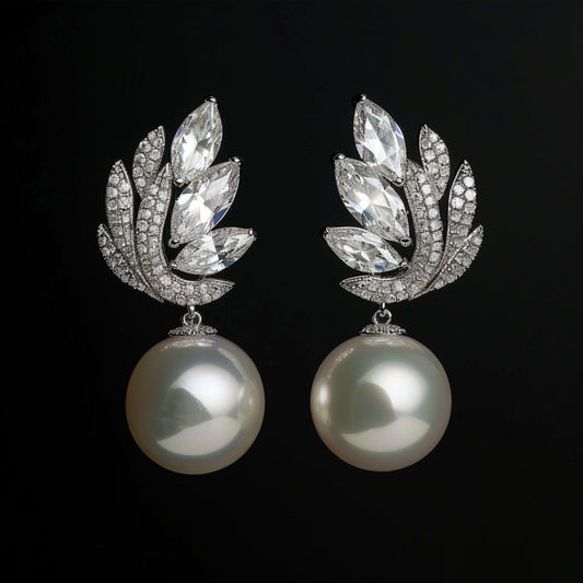 Bright Zirconia Pearl Earrings