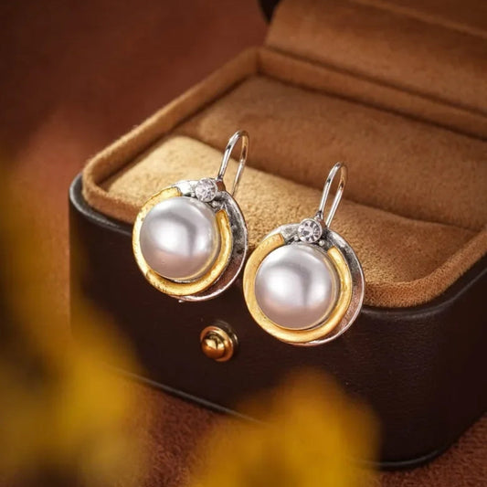 Vintage Pearl Silver Earrings