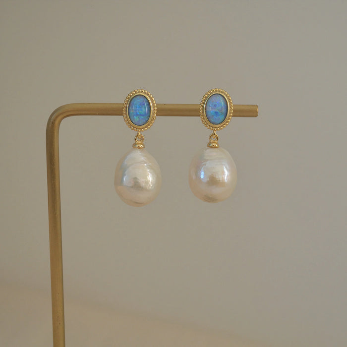 Vintage Olive Crystal Pearl Earrings