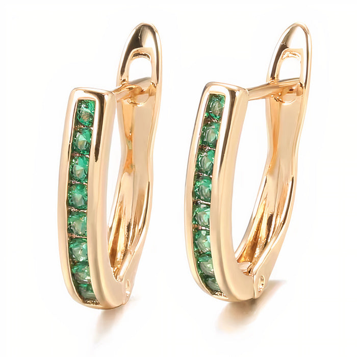 Emerald diamond earrings in gold
