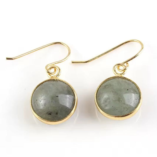 Vintage Green Glass Golden Earrings