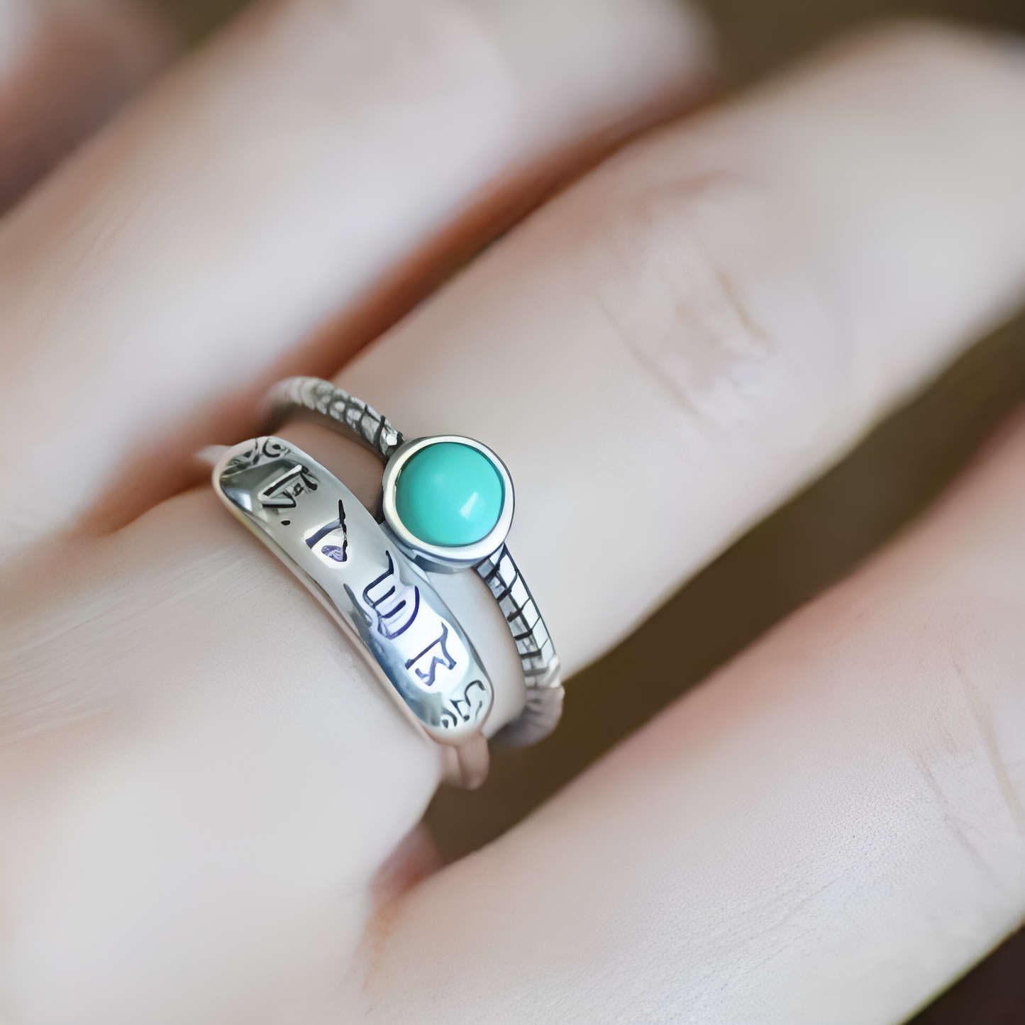 Vintage Lunar Turquoise Silver Ring