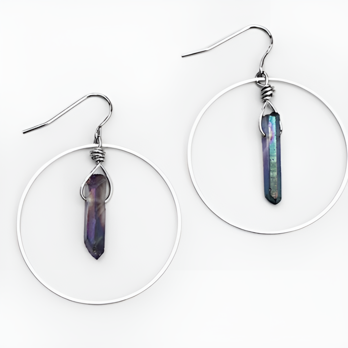 Green Crystal Circle Hoop Earrings