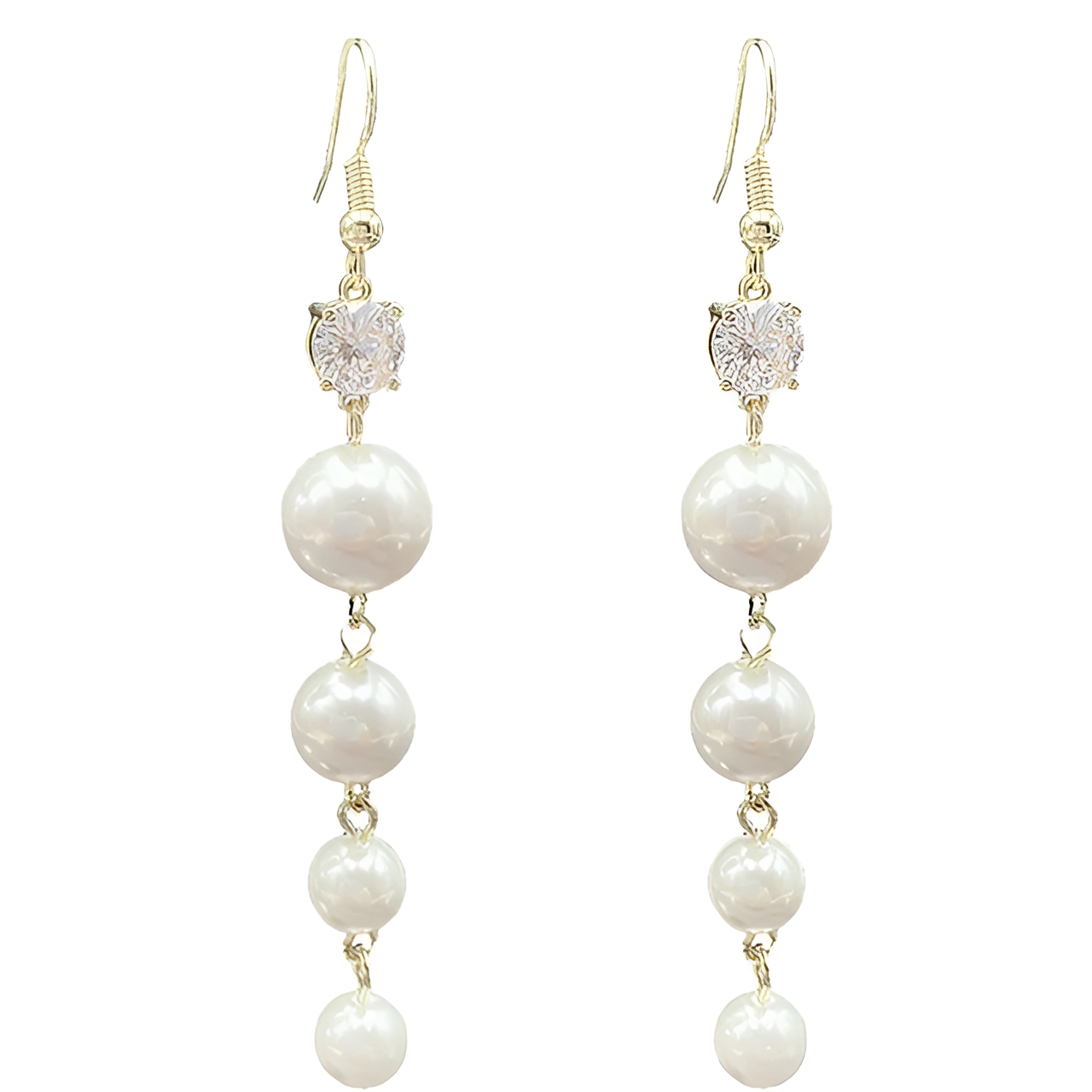 Vintage White Stone Pearl Earrings